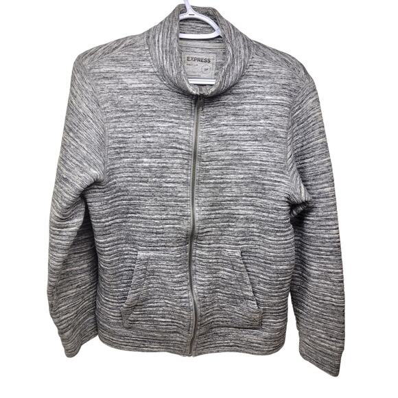 Express Other - Express Men's Gray Ribbed Mockneck Full Zip Jacket - Small